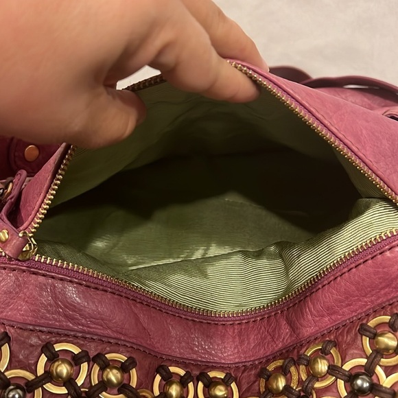 Isabella Fiore Burgundy Tote with Brass Accents - Picture 9 of 16